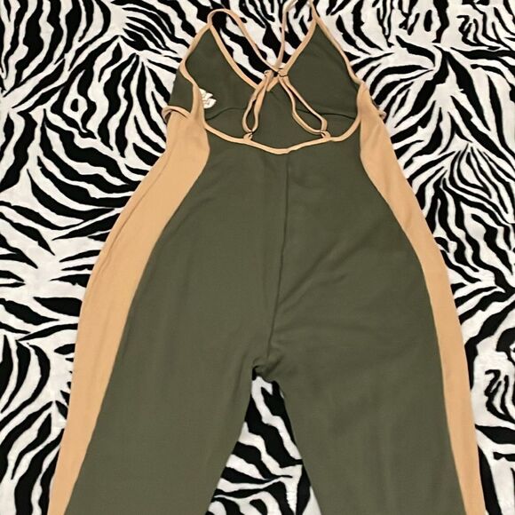 Soleboy race car green two toned jumper ribbed criss cross body suit size large - Picture 6 of 13